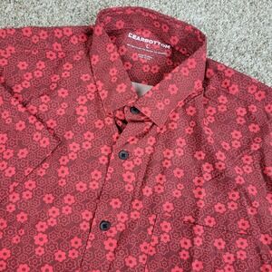 Bear Bottom Mens Large Red AOP Floral Performance Stretch Button Down SS